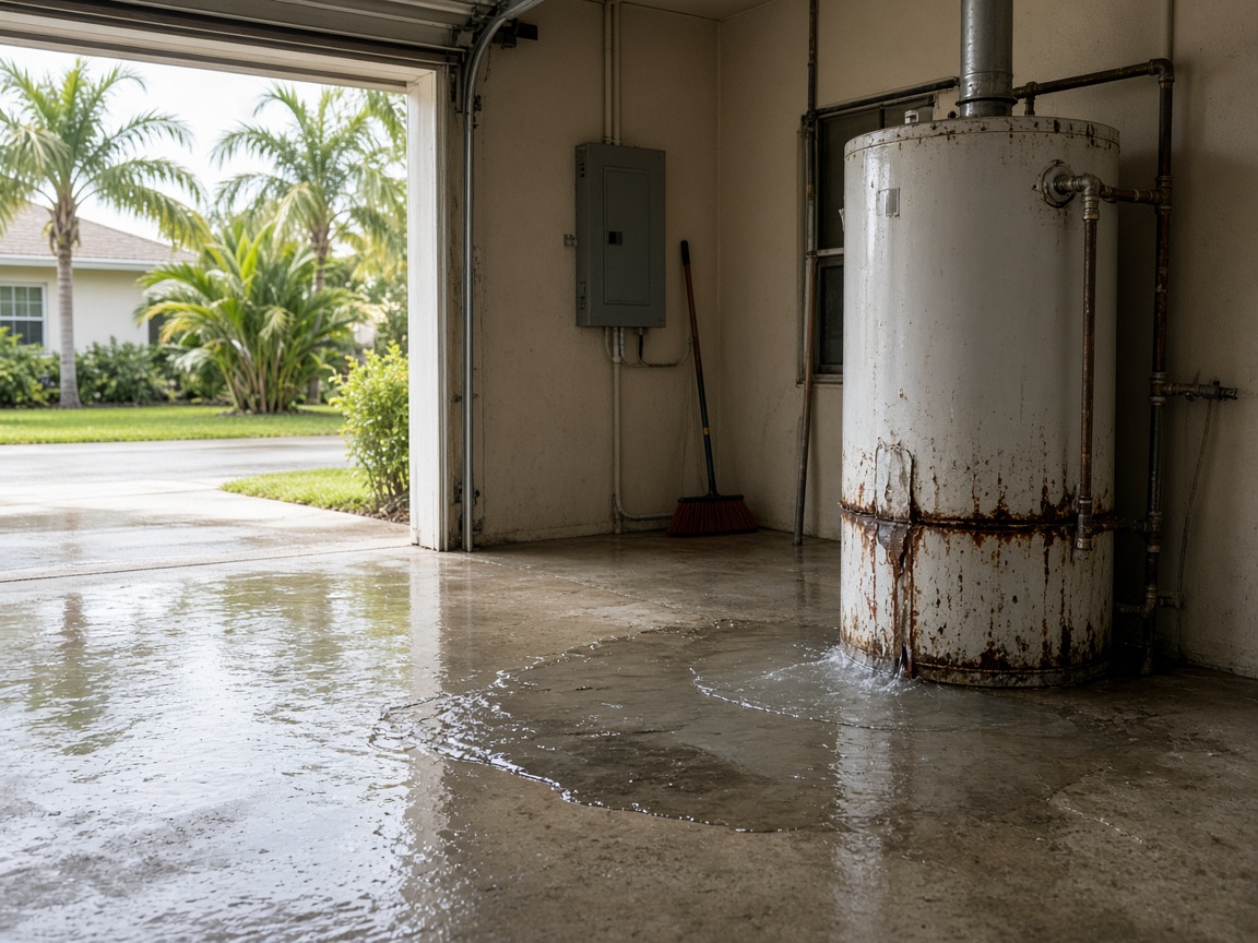 Water spreading from a failed water heater