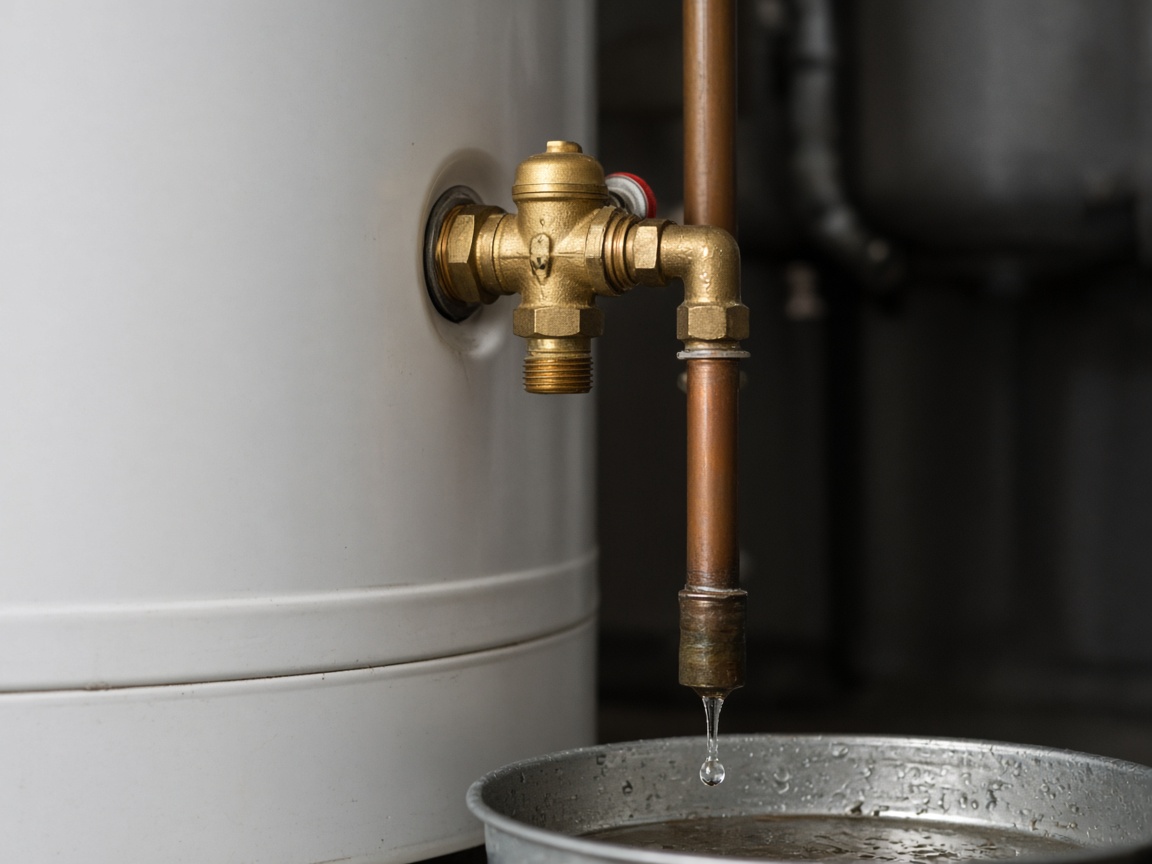 Relief valve on a residential water heater